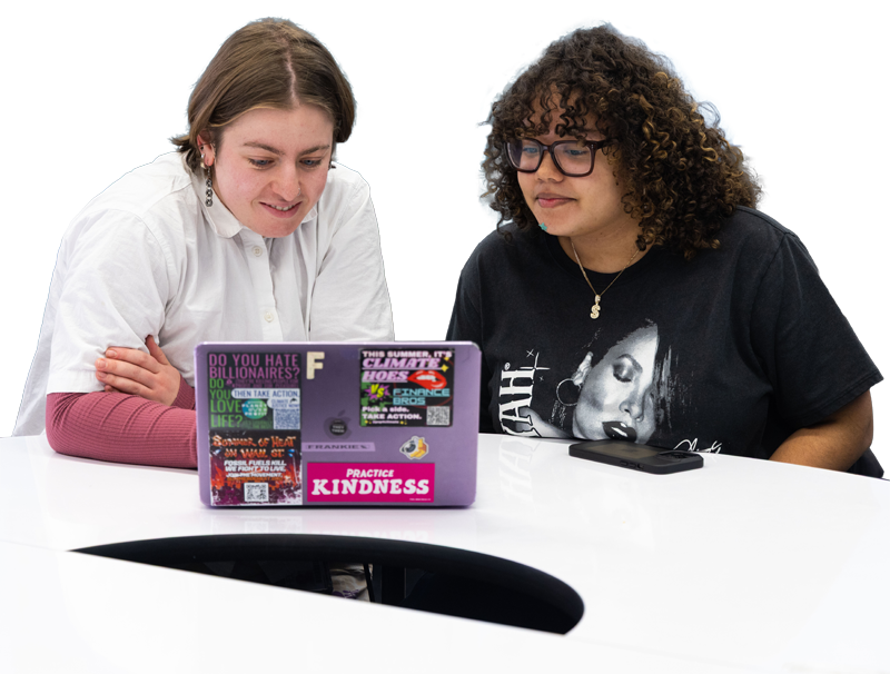 Guidance counselor and student looking at computer